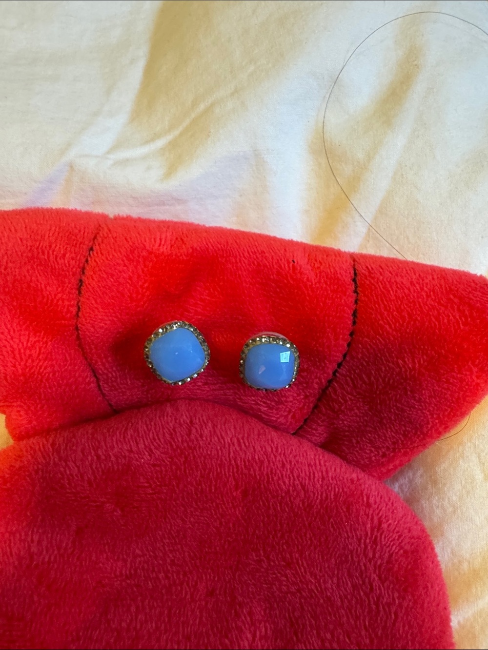 Light Blue Glass Cabochon Stud Earrings